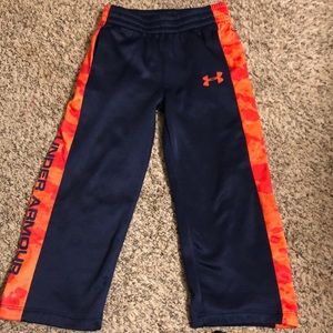 Under armour navy blue/orange boys warm up pants